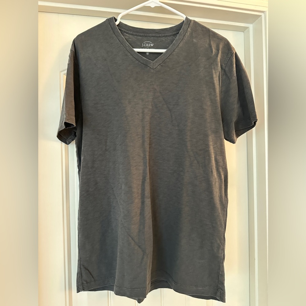J.Crew Garment Dyed Grey V Neck Shirt Size Medium